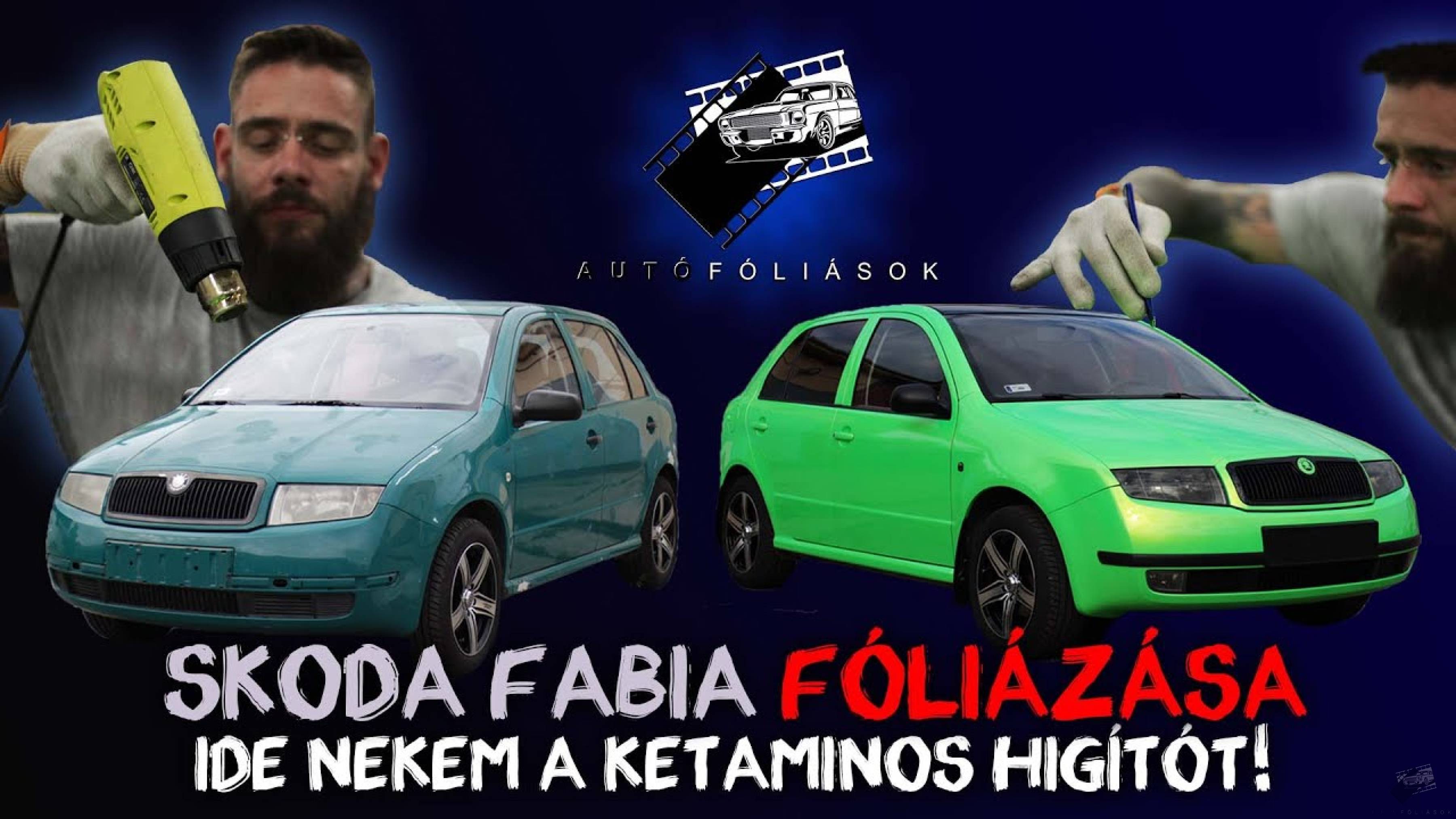 Részlet egy Skoda Fabia teljes felújításából autófóliázás alkalmazásával illusztráció