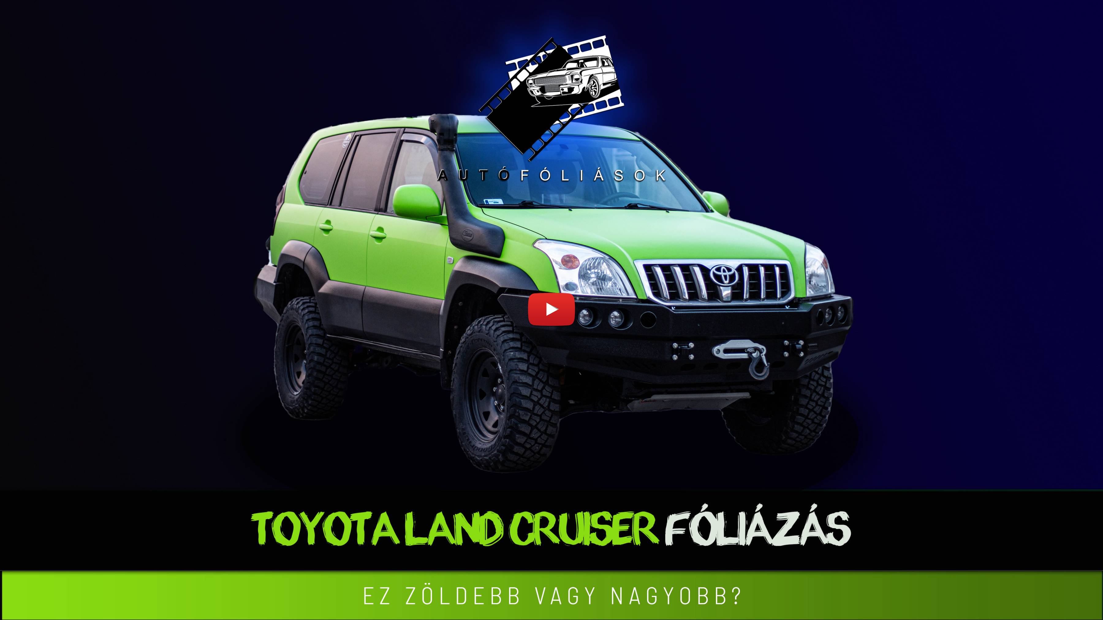 Toyota Landcruiser matt lime zöld karosszériafóliázás - KPMF Lime Green K89073 karosszéria fólia videó